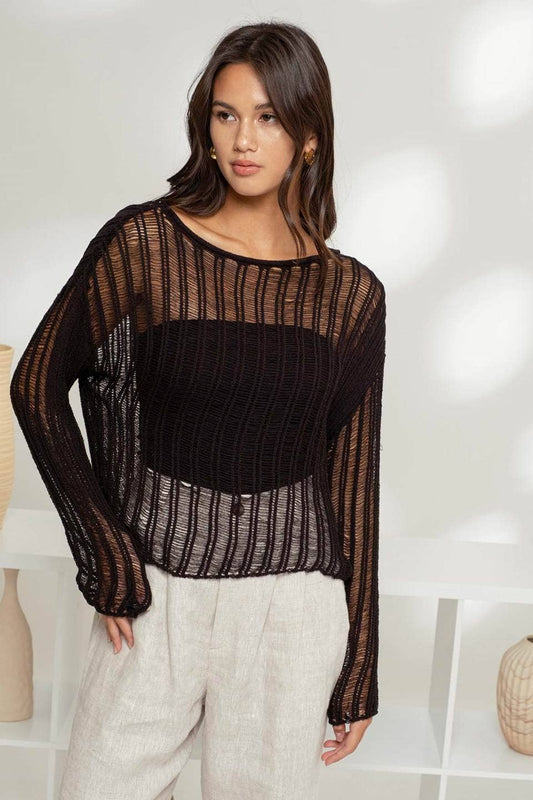 AVA SHEER CROCHET SWEATER