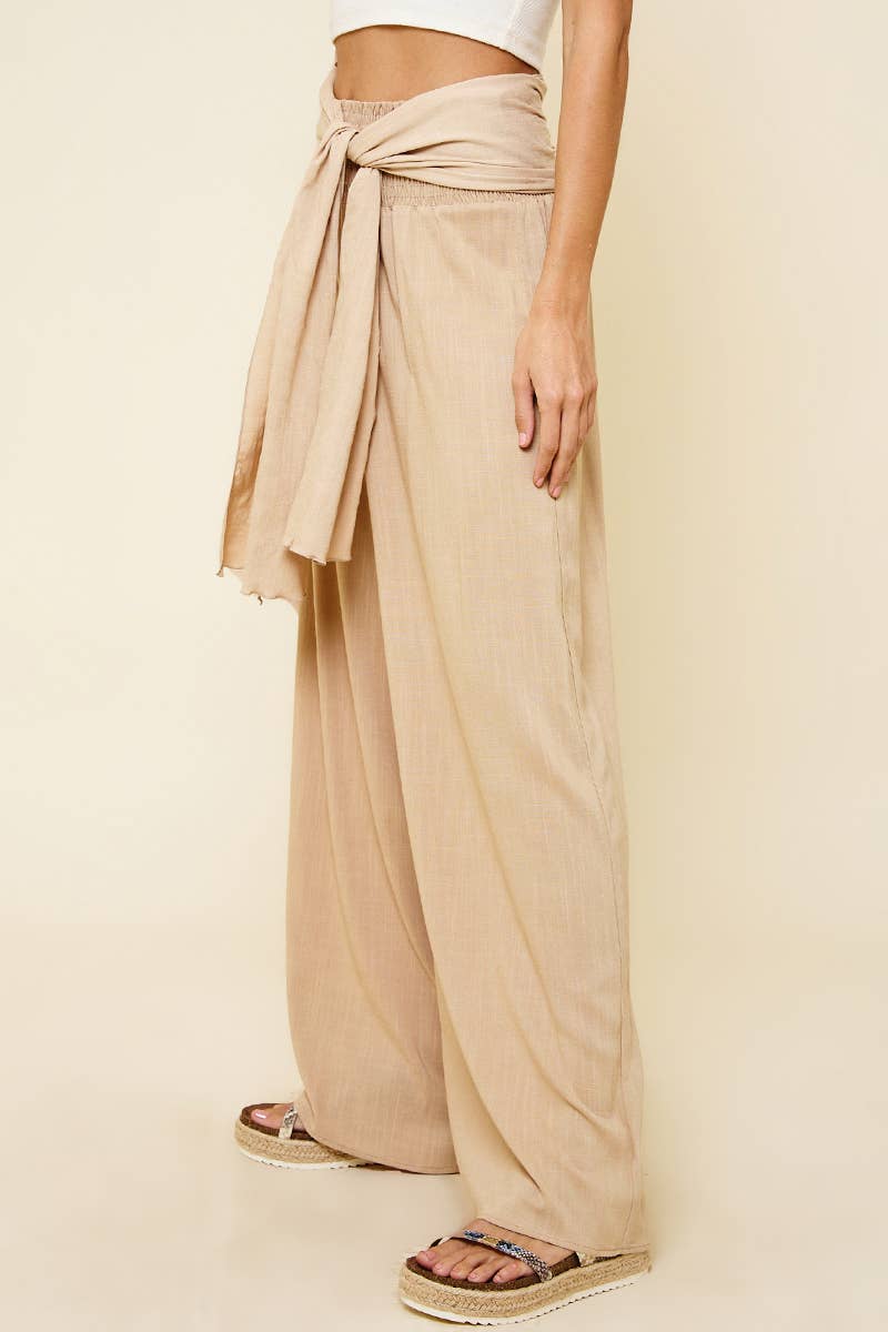 Tie Front Wide Leg Pants