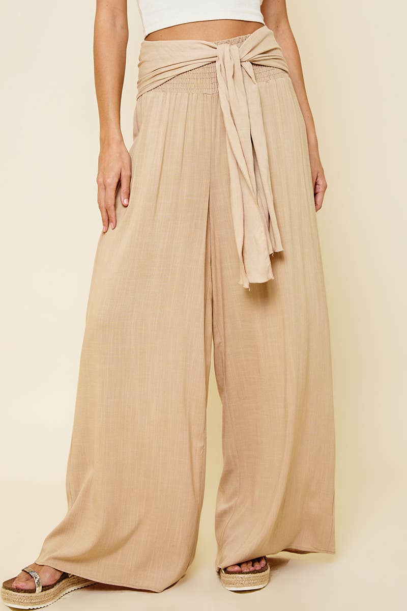 Tie Front Wide Leg Pants