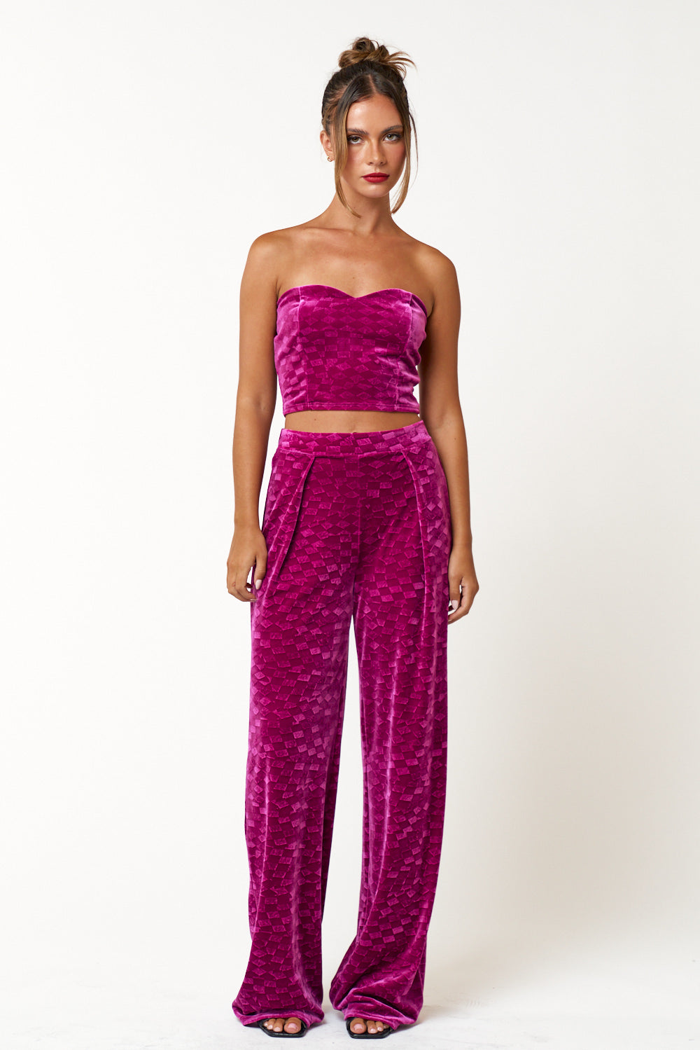 CHLOE VELOUR BUSTIER & PANTS SET