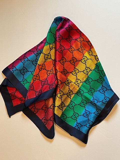 GG INSPIRED SQUARE SILK SCARF