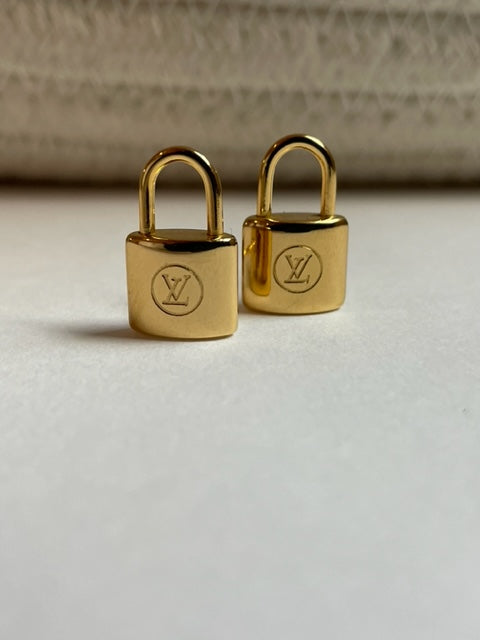 LV INSPIRED PADLOCK POST EARRINGS