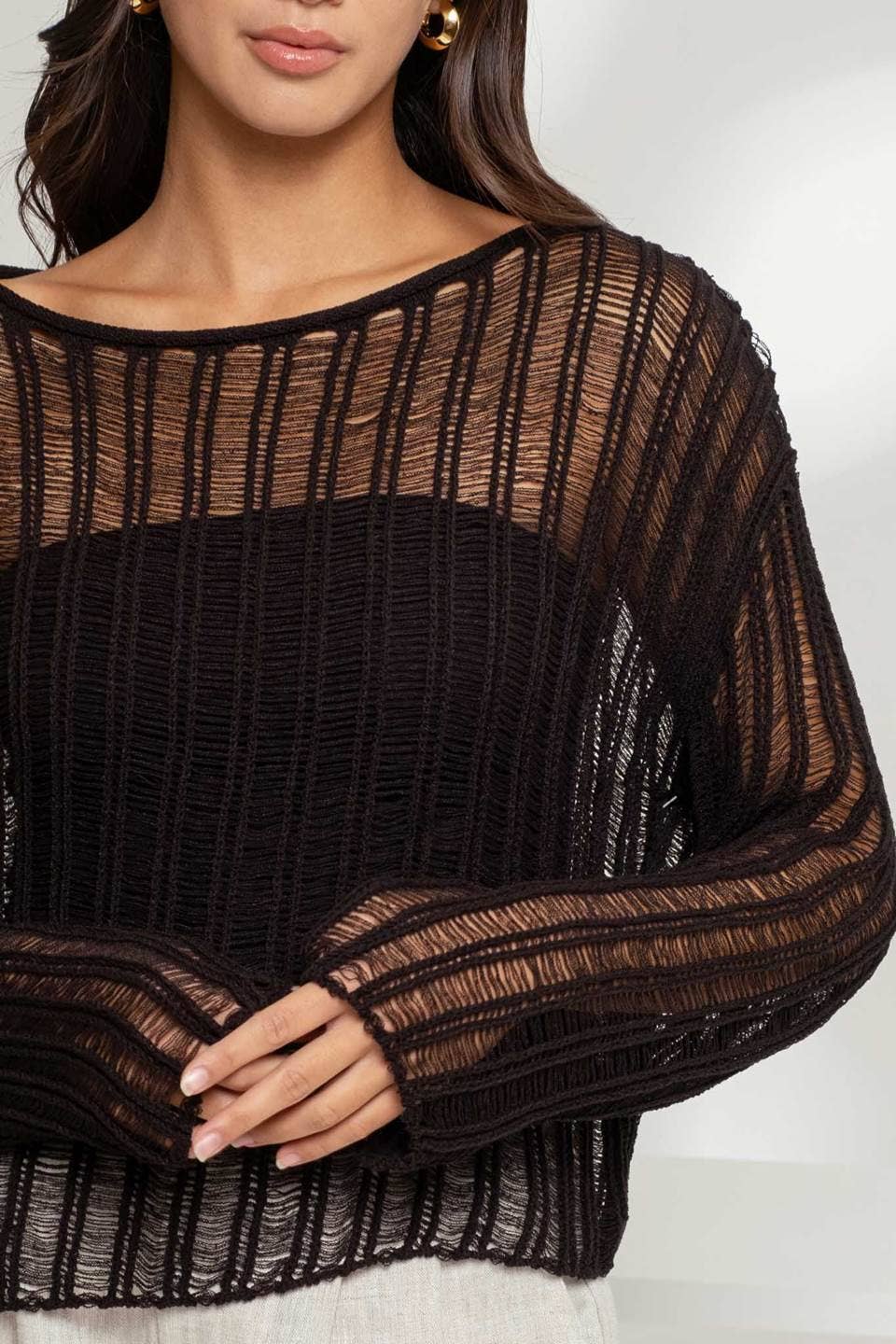 AVA SHEER CROCHET SWEATER